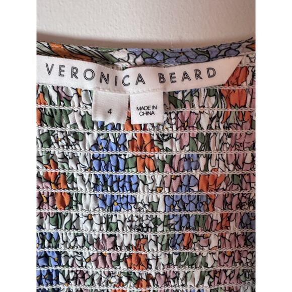 Veronica Beard Mini Dress Women Multi Saera Floral Silk Smocked Size 4 NWT $648 - Picture 7 of 12
